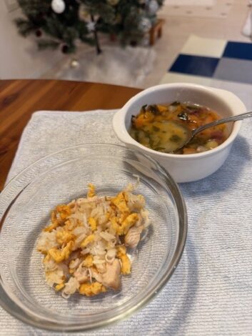 焼きめしと野菜スープ（わんこ用）