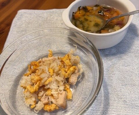 焼きめしと野菜スープ（わんこ用）